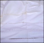 Embroidered Bed Sheet Ladder Work Mono MD White Cotton 110" x 78 3/4"