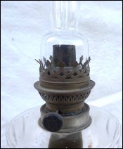 Oil Kerosene Lamp Cut Crystal Copper Zebrano Wood Kosmos Burner