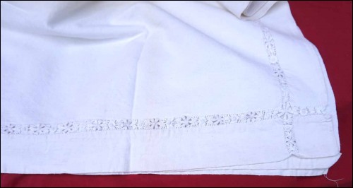 Embroidered Bed Sheet Ladder Work White Metis 88 1/2 x 78 3/4
