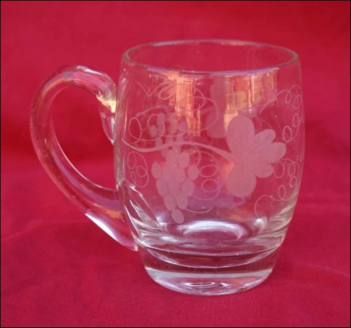 Engraved Glass Grapes Foliage Marie Morol Dated 1889