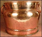 Cauldron with Rings French Hammered Copper 1900