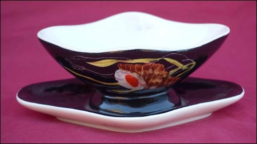 HENRIOT QUIMPER G TREVOUX Sea Life Faience Individual Sauceboat