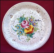 Old Paris Antique Gilt Hand Painted Porcelain Flowers Dish 19th C
