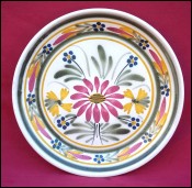 KERALUC QUIMPER Vintage Hand Painted Ceramic Plate Flower