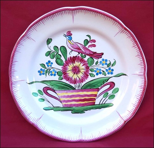 Vintage St Clement French Bird Flower Basket Plate
