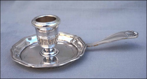 CHRISTOFLE FRANCE Vendome Walking Candleholder with Shell Handle Silverplate 
