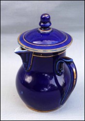 St UZE French Cobalt Blue Enameled Stoneware Lidded Creamer Pot