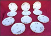 LIMOGES Dessert Salad Scalloped Plates Set of 10 Gilt Transferware Porcelain 