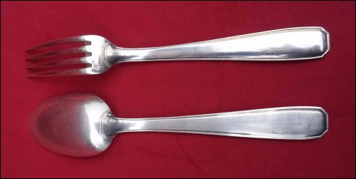 Art Deco Sterling Silver Dinner Fork Spoon Boulenger Paris 1925
