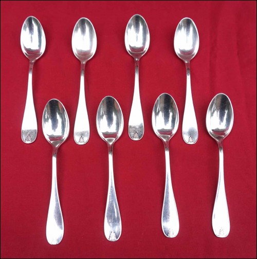 Silverplate 8 Coffee Spoons Set Palm Leaf Pattern