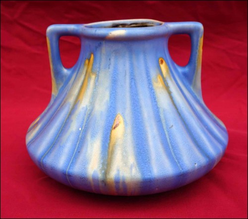 Belgium Art Deco Thulin Faience Blue Ochre Vase