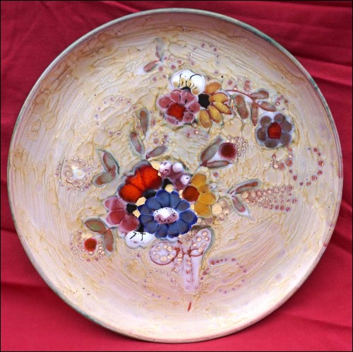 VALLAURIS Francis French Hand Painted Faience Flower Plate