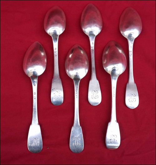 Empire Sterling Silver 6 Dinner Spoons Mono JC Paris 400gr