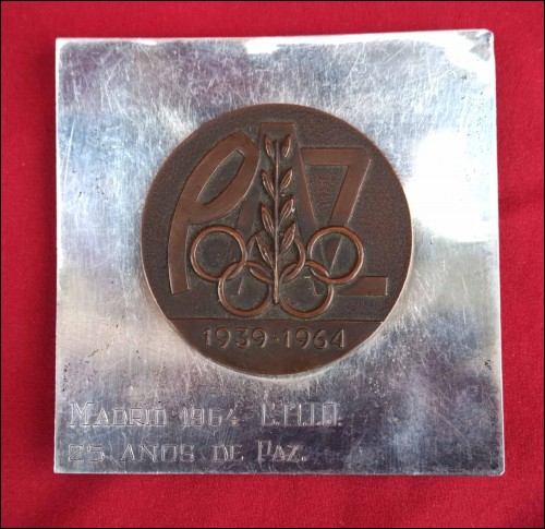 PAZ Olympic Games Madrid 25 Years Peace Sport Medal Spain Bronze Sterling
