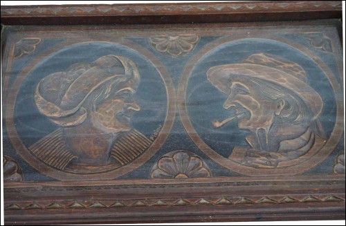 QUIMPER Couple Bretons Carved Wood Tray Signed Piriou