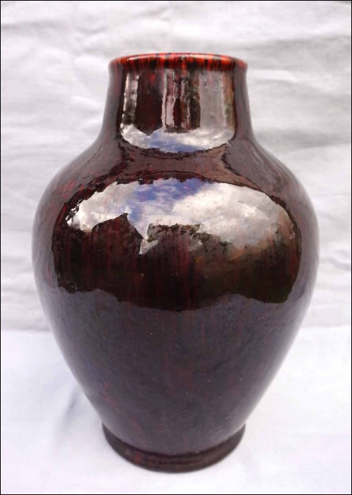 BOCH LA LOUVIERE Belgium Large 12 1/4 Enameld Ceramic Vase Art Deco