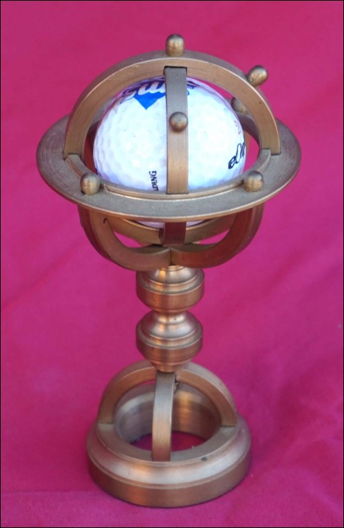 Armillary Sphere Miniature Brass Golf Ball Paperweight Desk Hand Crafted