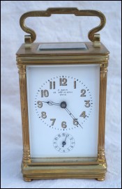 Alarm Travel Clock Beveled Glass Bronze F Stenn Paris 1900
