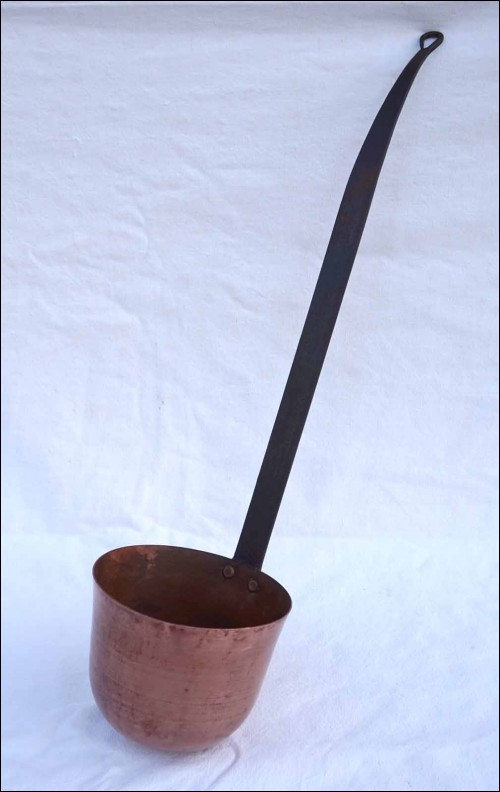 Copper Water Laddle Wrought Iron Fireplace 19th C