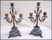 Bronze Blue Turquin Marble Pair Candlestick 3 Lights 1840 Louis Philippe