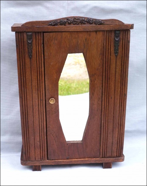 Art Deco Doll House Armoire Wardrobe Mirrored Door 1940