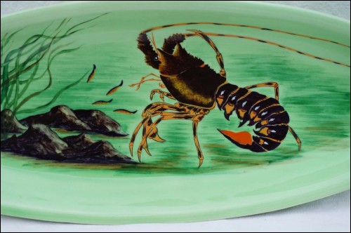 Crayfish Decorative Dish Platter French Hand Painted Ceramic Proceram
