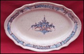 French Country Folk Art Blue White Faience Scalloped Oval Dish Rouen Early 19th C
