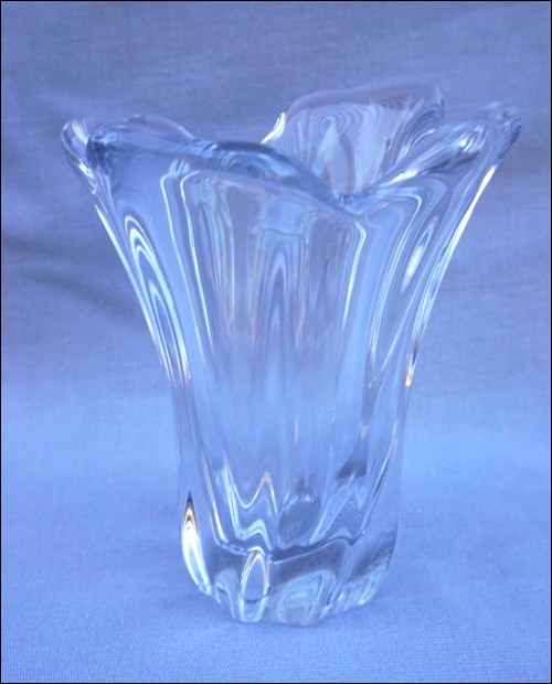 BACCARAT Vintage Crystal Vase CNEP Advertising Signed French Art Glass