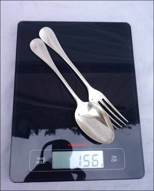 Sterling Silver Dinner Fork Spoon Set Mono LLR Boulenger Paris