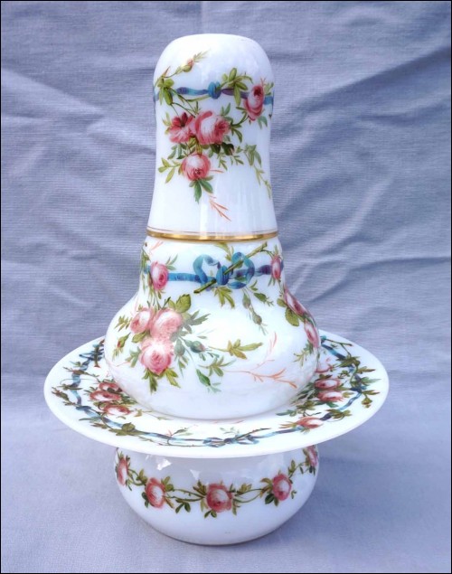 BACCARAT J F Robert Opaline Bedside Carafe Spittoon Tumble Up Carafe Ca 1850