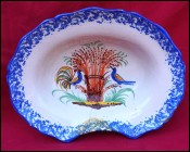 Barber Shaving Bowl Charolles Hand Painted Faience 19th C