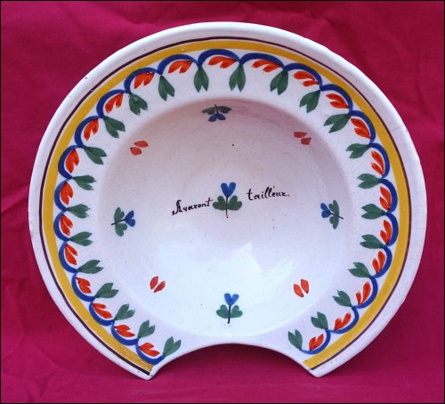 Barber Shaving Bowl Nevers Patronymic Hand Painted Faience 18th C