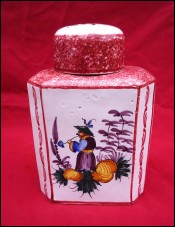 Tea Cady Apothecary Jar Chinese Decor Hand Painted Faience E Tessier Malicorne Early 20th C