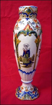 Fourmaintraux Desvres French Hand Painted Faience Vase St Malo Blazon late 19th C