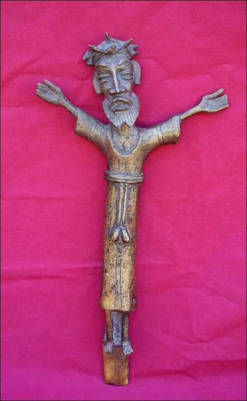 Congo Processional Christ Engraved Brass Mid-Century