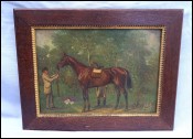Before The Hunting Framed Oil Panel Horse Saddle Venery Jonny Audy Paris 19th C