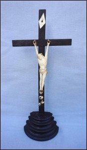 Altar Jansenist Crucifix Bone Corpus Christ Ebonizing Wood 19th C