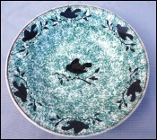 Gien Marbled Faience Silhouette Sparrow Cherry Dish 1878