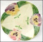 French Majolica H Boulenger Pansy Compote Candy Dish