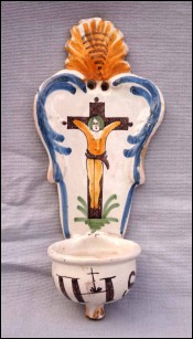 Antique NEVERS Wall Crucifix Holy Water Font 18th Century