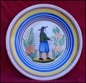 Malicorne Quimper Little Breton Plate French Hand Painted Faience