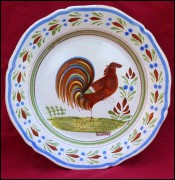 HENRIOT QUIMPER Rooster Plate French Hand Painted Faience