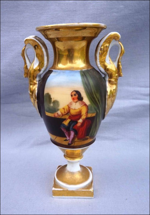 EMPIRE Comedian Landscape Hand Painted Gilt Old Paris Porcelain 19th C