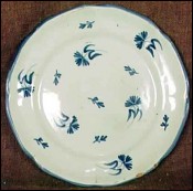 Decorative Plate Blue Cornflowers French Majolica 18th Century