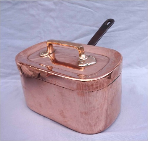 Tined Hammered Copper Daubiere Roasting Stew Pan Wrought Iron Handle Early 18th C