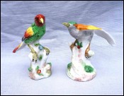 R Bloch Paris Hand Painted Porcelain Bird on Tree Pair Figurines