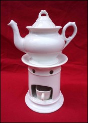 Old Paris White Porcelain Herbal Teapot Veilleuse Tisaniere 1900's