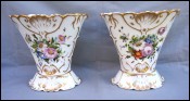 PARIS Gilt Hand Painted Porcelain 9" Pair Oval Vases 19th C