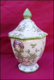 Martres Tolosane Matet Faience Lidded Jar Woman Foliage Early 20th C