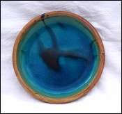 Vintage Blue Enameled Pottery 2 Plates Tidy Set La Colombe Ceramic Vallauris 1960's